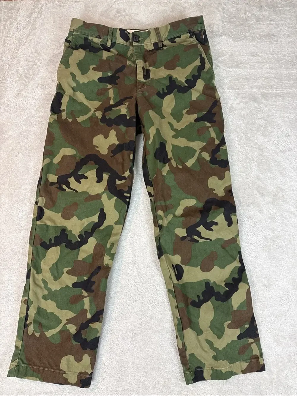 J.Crew Chino Pants Mens 32 X 30 Camo 100% Cotton Relaxed Fit Green Woodland